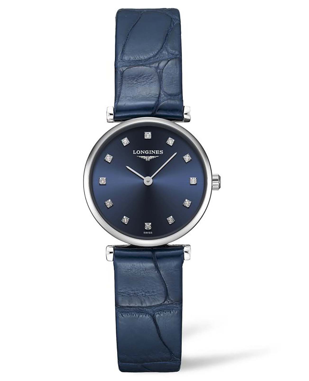 Longines Longines La Grande Classique L4.209.4.97.2  L42094972 кварцевые женские часы синий циферблат, браслет кожаный — вид спереди